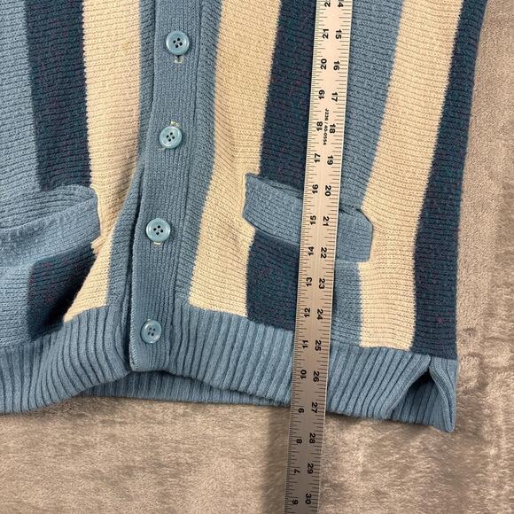 True Vintage 1950’s Blue/White Striped Button-up Cardigan Size M-L - Picture 6 of 7